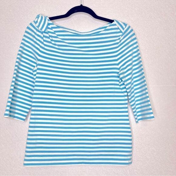 Kate Spade 3/4 Striped Boatneck Tee M - Picture 1 of 6